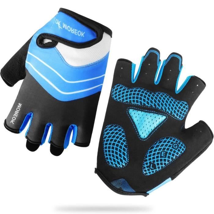 Gants VTT, Gants de Vélo Demi-Doigt, Gants Cyclisme pour Hommes et Femmes, Bicyclette Gants Gel Rembourrés Anti-Choc Respirant