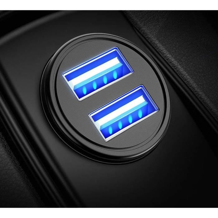 OEM - Mini Double Adaptateur Metal Allume Cigare USB pour VOLKSWAGEN Voiture Prise Double 2 Ports Chargeur - couleur:NOIR