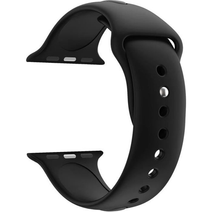 [Compatible Apple iWatch 44 mm] Bracelet Silicone Noir Souple Taille M-L Sport Mixte Remplacement Montre