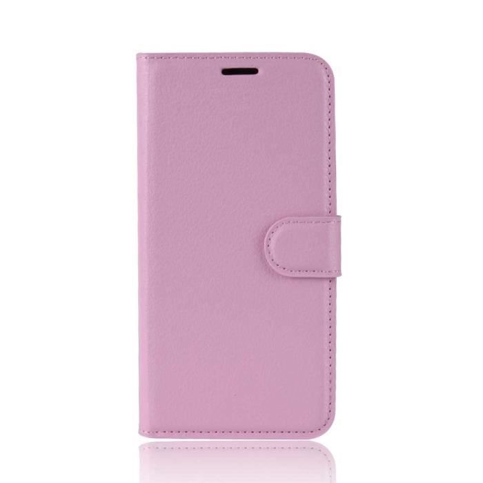 Étui Xiaomi Redmi 9A, Rose Cuir Pleine Fleur Porte-Cartes Portefeuille à Rabat Support Housse Protection