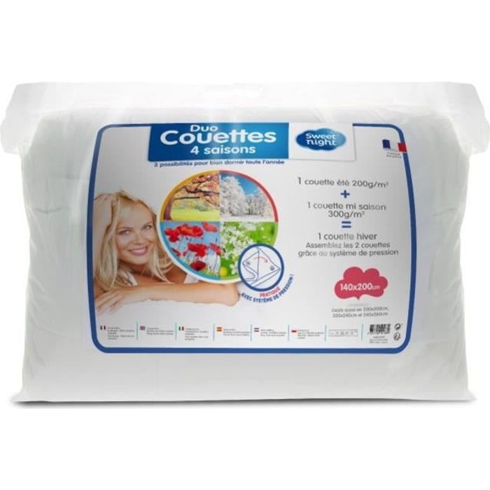 SWEET HOME Couette 4 saisons 500 gr/m² 140x200 cm blanc