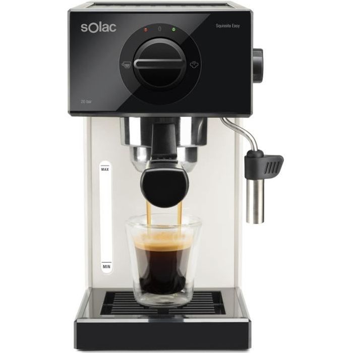 SOLAC Squissita Easy Ivory - Machine à expresso - 1050W - 20 bars - Pompe italienne - Système Double Cream - Noir et Ivoire