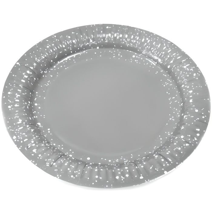 Assiette anniversaire grise 23cm (x6) R/JET001A Matière carton