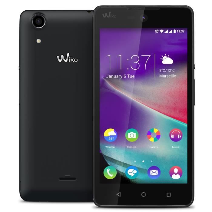 Wiko Rainbow Lite 4G, 12,7 cm (5-), 8 Go, 5 MP, Android, 5.1 Lollipop, Noir