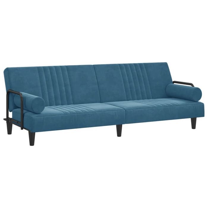 Canapé-lit - HELLOSHOP26 - 02_0020416 - velours bleu - dossier réglable - 205x89x70 cm Canapé-lit - HELLOSHOP26 - 02_0020416 - velours bleu - dossier réglable - 205x89x70 cm