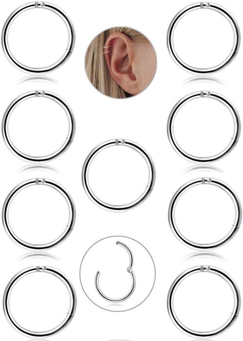 16G Cerceau Segment Articulé Triple Helix - Boucles D'Oreilles Daith Conch Rook Argent 8mm 10mm