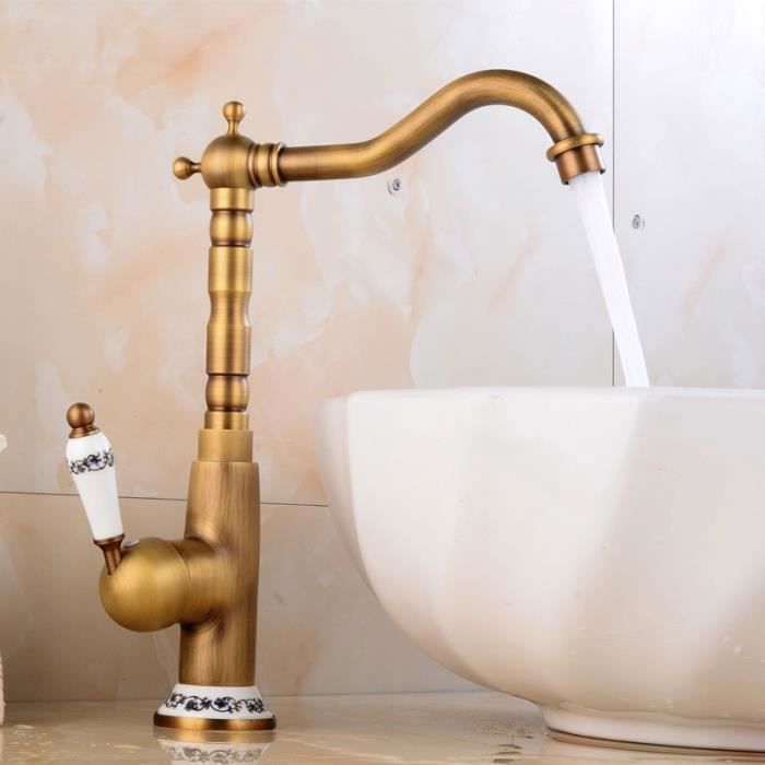Robinet Salle Bain Robinet de Lavabo en Laiton Rétro Moderne Robinet Lavabo avec Durable Corps de Cuivre Design et-MHB