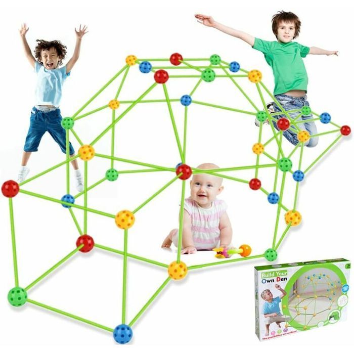 Tente pour enfants kit de construction de cabine pour enfants Fort bricolage jouet de tente de tunnel de chateau intérieur