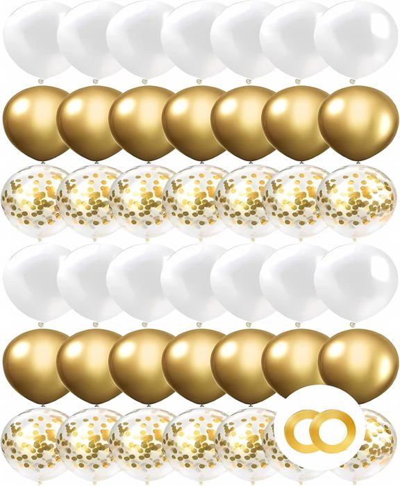 60 Ballons Dorés Et Confettis - Pour Anniversaire, Mariage, Baby Shower - Ballons Hélium Métalliques