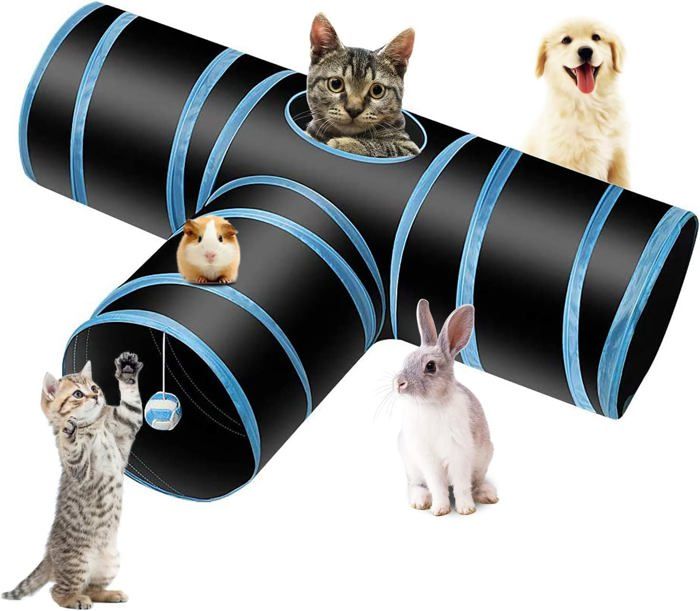 Comparer les prix de Tunnel pour chat, jeu pour chat, tunnel pour lapin, tunnel pour animaux de compagnie, tunnel froissé à 3 voies, tube pliable, jouet