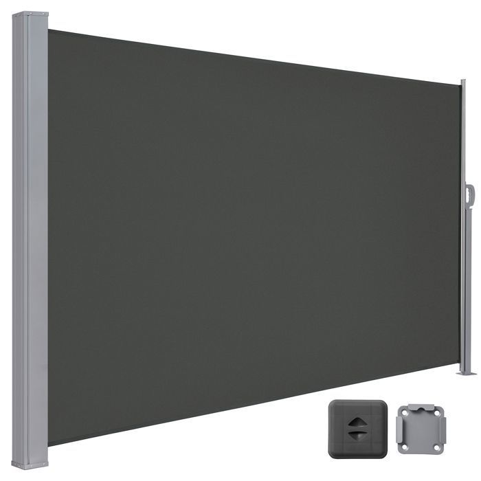 Store Latéral 160 x 450 cm Brise-Vue Rétractable Auvent extérieur Résistant aux Intempéries pour Jardin TerrasseGris foncé