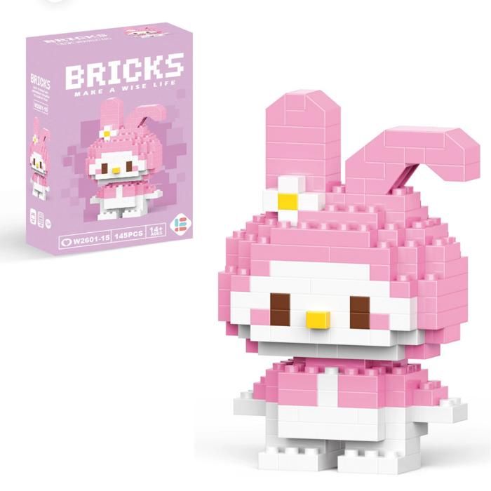 GAVI STORE Figurine à assembler Sanrio My Melody 7.2 cm 145 pièces Micro Bricks Jeu de construction compatible Lego