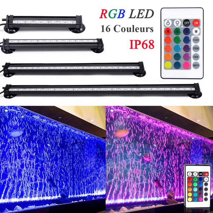 Comparer les prix de LED Eclairage Aquarium - 46CM - Étanche Lampe Tube Dimmable avec Télécommande 5050 RGB Fish Tank Lumière - pour Plante Poisson