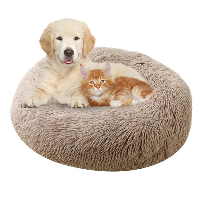 Comparer les prix de Lit orthopédique pour chien Couverture confortable en forme de beignet Lit rond pour chien Super doux lavable