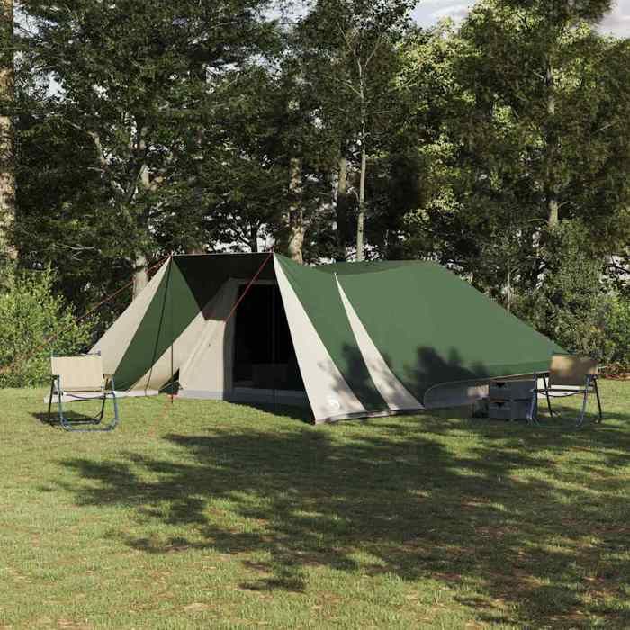 Tente familiale - vidaXL - 6 places - Vert et beige - 660 x 456 x 200 cm