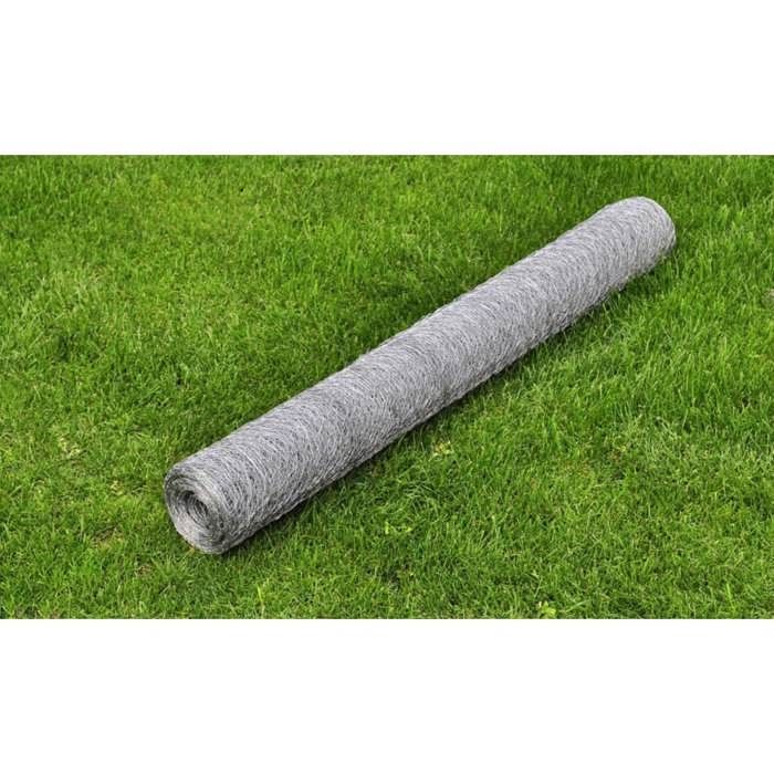 Treillis métallique pour volière - vidaxl - 25x05 m - Acier galvanisé - Argent - Maille 50 mm