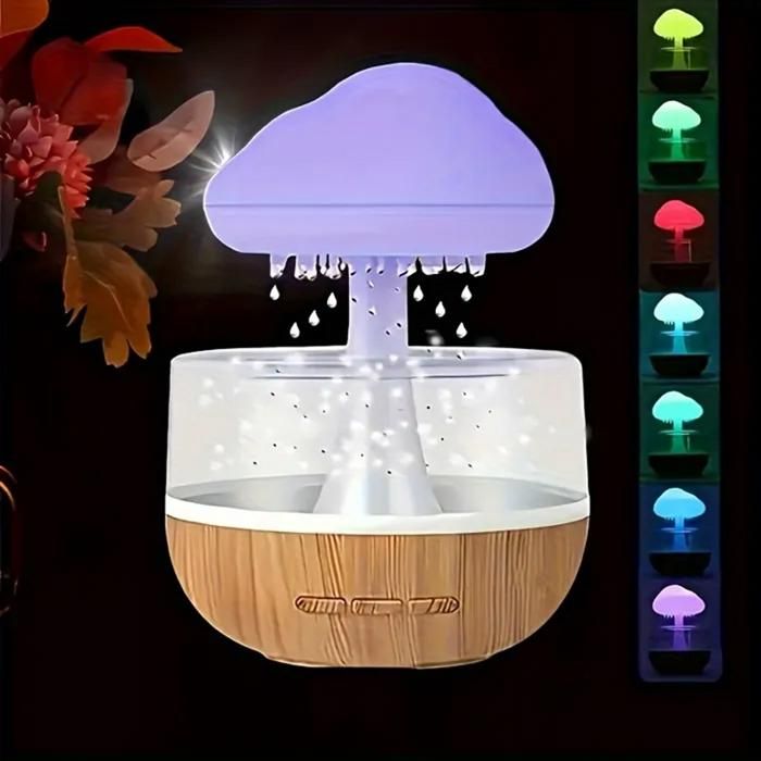 Humidificateur - Design minimaliste moderne - Alimentation USB - Luminosité réglable - Matériaux : Bois et plastique