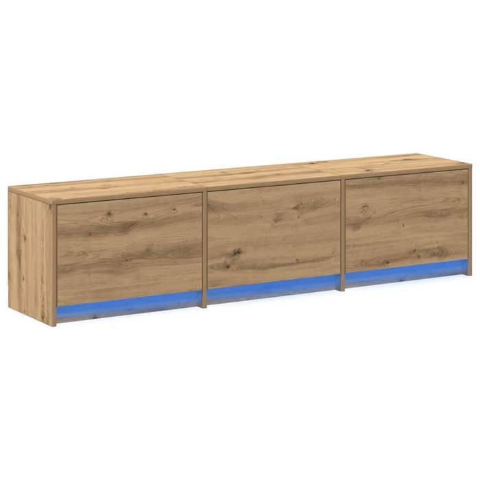 En solde Meuble HiFi avec LEDs - CLOUD - Meuble Télé Bas - avec tiroir - Chêne artisan 162x34x40 cm LL5576