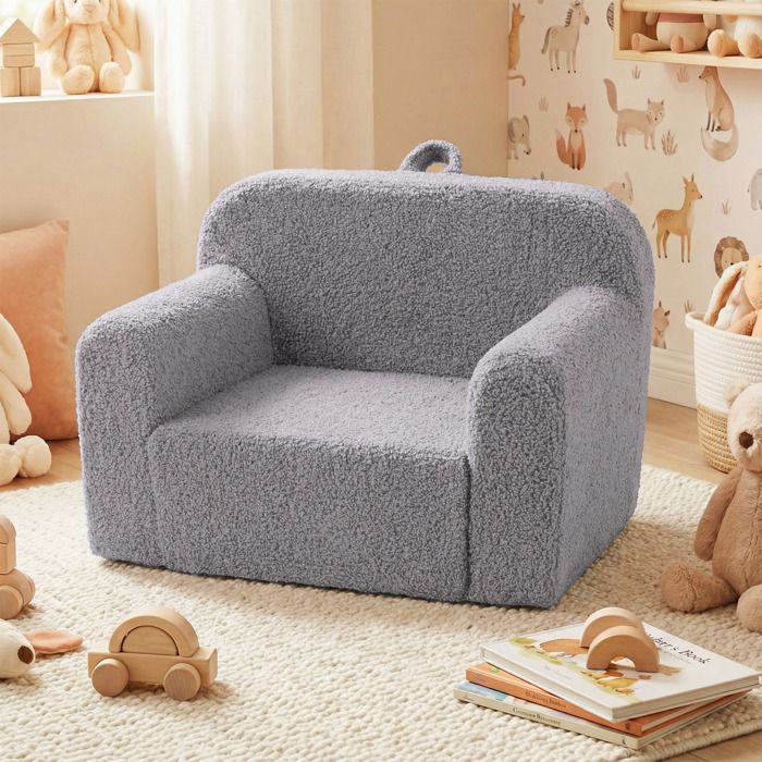 COSTWAY Canapé Enfant en Mousse avec Tissu Polaire Doux Poignée Housse Amovible et Lavable pour Salon Chambre Salle de Jeux COSTWAY Canapé Enfant en Mousse avec Tissu Polaire Doux Poignée Housse Amovible et Lavable pour Salon Chambre Salle de Jeux
