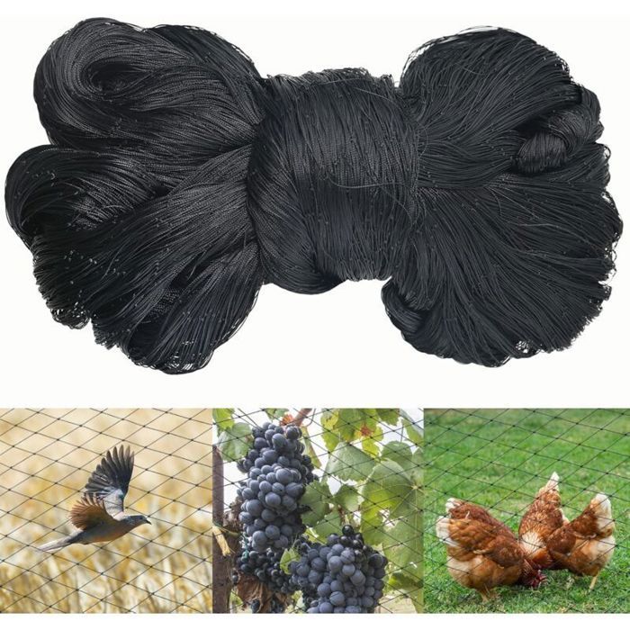 7.5m X 15m Filet Anti Oiseaux Noir Filet Oiseaux Robuste Filet Voliere Poulailler Filet de Protection