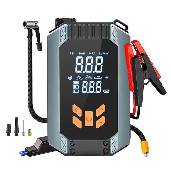 Booster de batterie voiture 4 en 1 + gonfleur de pneus 150 PSI puissance de pointe 1000 A alimentation de démarrage 12 V