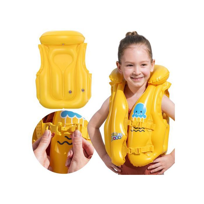 Gilet de natation gonflable pour enfants gilet de flottaison pour lapprentissage de la natation 3-6 ans 51x46cm