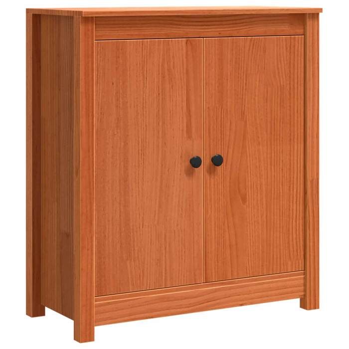 Buffet bas séjour{1 pièce}meuble de rangementdesign épuré Brun cire 70 x 35 x 80 cm Pin massif ows38p18
