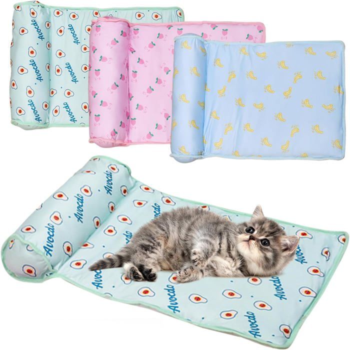 Lit rafraîchissant pour chiens et chats - Coussin rafraîchissant en soie glacée lavable et respirant-Tapis rafraîchissant- 80x60cm