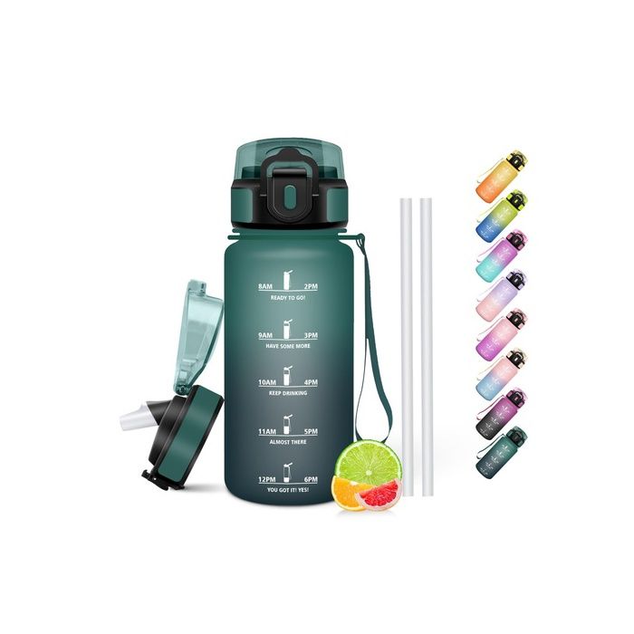 Gourde Paille Gourde 500ml s BPA & Étanches Bouteille Motivation Bouteille deau Avec Vert-gris - 500 vert-gris - 500 ml GOURDE