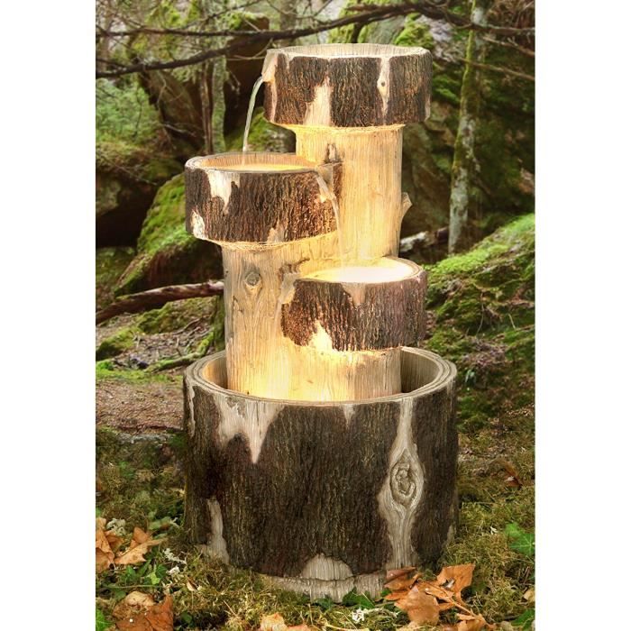 Fontaine d'Extérieur 3 Cascades Rondins - Lumière - Achat ...
