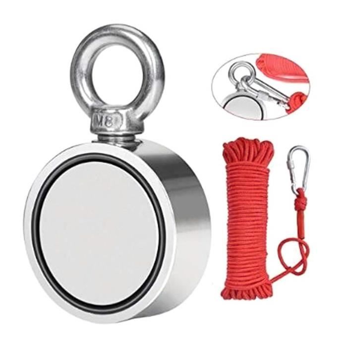Aimant De Pêche Puissant Double Face 770 Lbs X2 - Néodyme N35 - Récupération Trésor - NEUF