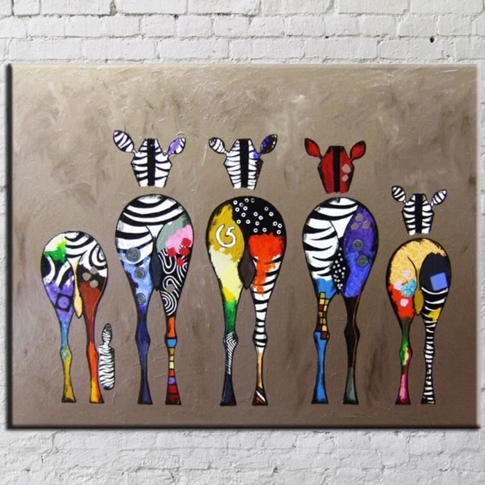 Tableau Decoration Mural Peinture à l'huile Impression Sur Toile Art Moderne  Sans Encadrement Zèbres Multicolore - Achat / Vente tableau - toile -  Cdiscount