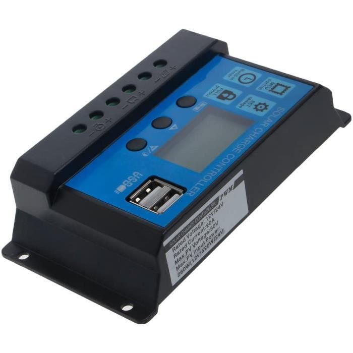 10/20/30A Batterie Solaire Panneau Contrôleur Charge Régulateur USB 12V/24V FR 
