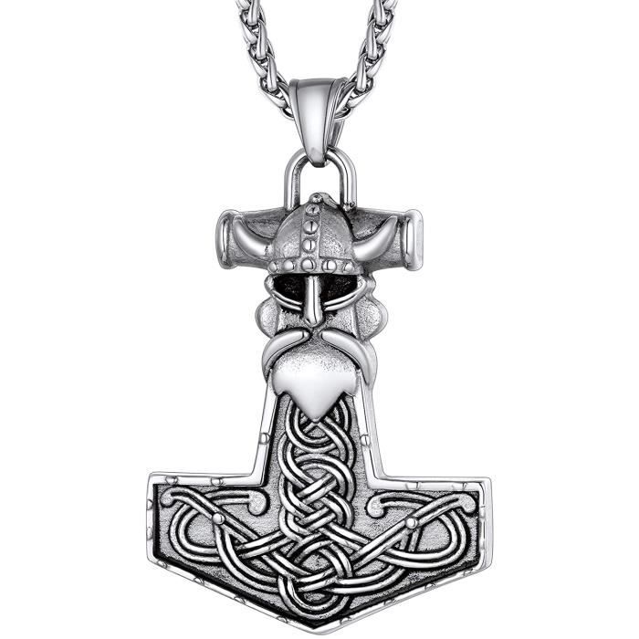 Collier Viking Richsteel - Pendentif Loup Fenrir/Mjolnir En Acier Inoxydable