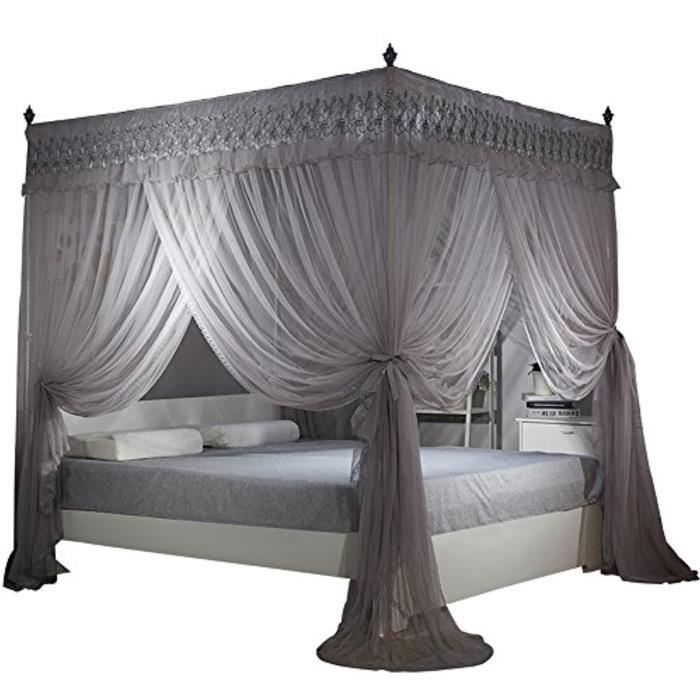 Ciel De Lit Bebe R2hog 4 Moustiquaire D Angle De Rideau De Lit A Baldaquin Avec Moustiquaire De Lit Poteau Grand Lit Cdiscount Maison