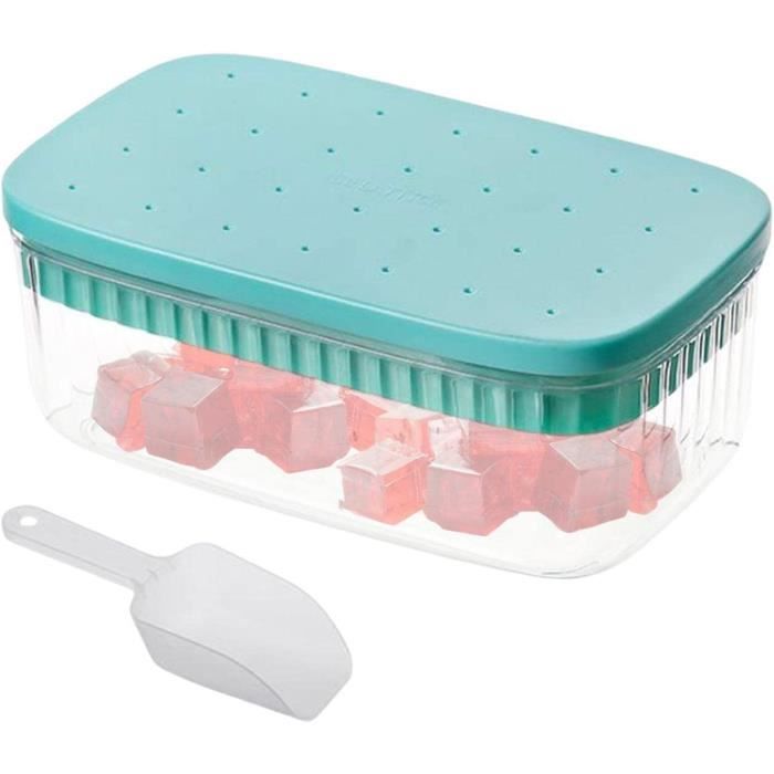 Bac à Glaçons Silicone 48 Cubes Avec Couvercle - Démoulage Facile, Portable - Pour Cocktails, Boissons, Congélation - 10