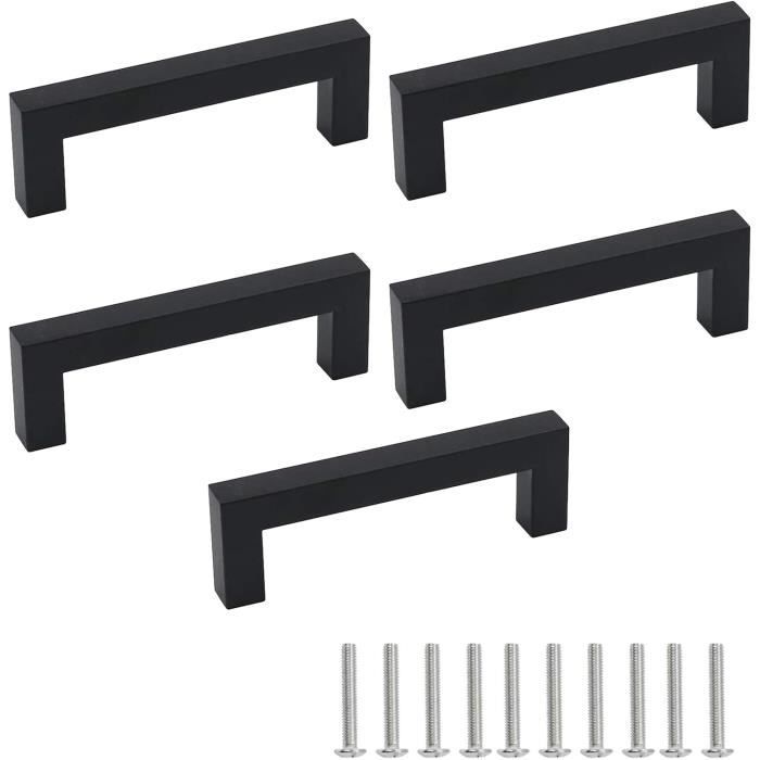 Poignee De Meuble Cuisine Noir,5 Pièces Poignée Meuble En Acier