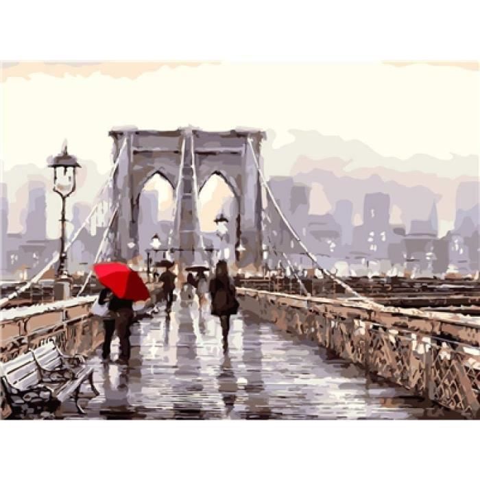 Kit Peinture Par Numéros Adulte Pont Japonais Paysage 80x60 Cm - DIY Créatif Avec Pinceaux Et Peintures Acryliques (Sans Cadre)