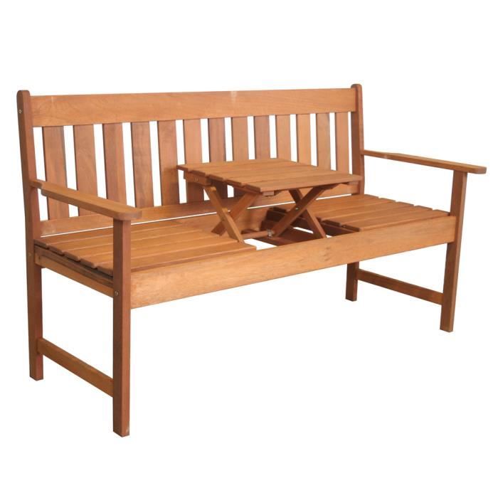 banc de jardin avec table pliante - sens-line - vegas - bois de méranti durable - conception compacte