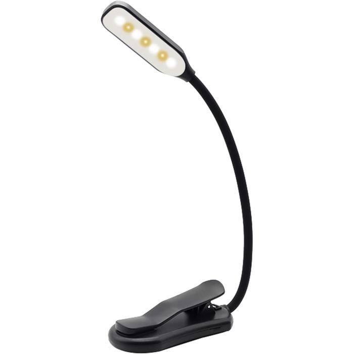 Lampe LED à Clipser Pour Lunettes – Lecture Nuit – Lampe De Lecture Clip Lunettes – Rotative 360° Noir