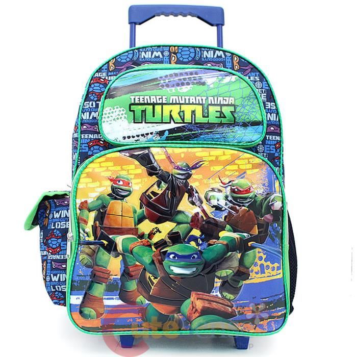 GRAND TROLLEY TORTUE NINJA CARTABLE A ROULETTES PRIMAIRE SAC A DOS