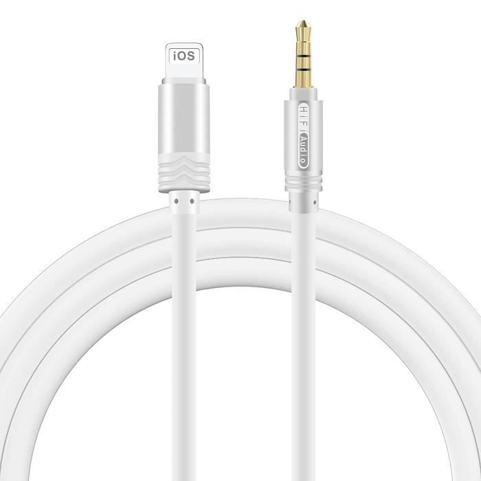 Câble Lightning vers Jack 3.5mm, Câble Jack iPhone, Câble Auxiliaire Voiture  Compatible avec iPhone 14-13-12-11-XS-X-8-7-6S, A527 - Cdiscount  Informatique