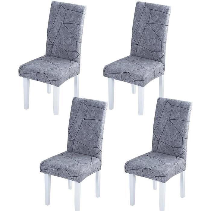 4PCS Housse de Chaise-Universel Extensible Imprimé Couverture de Chaise-Amovible Lavable Revêtement de Chaisepour Decor