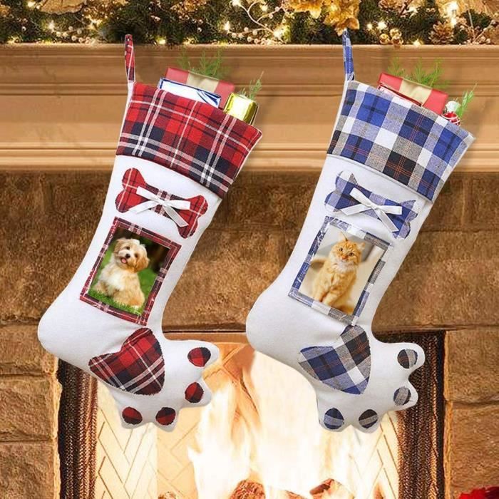 2pcs Chien Chat Patte Bas De Noel Decorations De Noel Chaussette Noel Personnalisee With Photo Storage Pour Decorations De Noel Achat Vente Chaussette De Noel Cdiscount