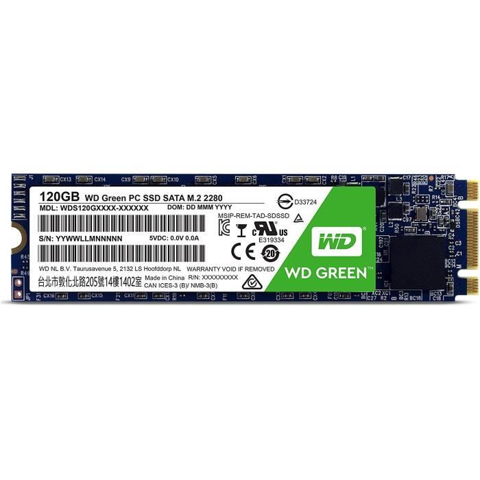 Western Digital SSD interne WD Green M.2 120 Go - SATA 6 Gbit-s 25