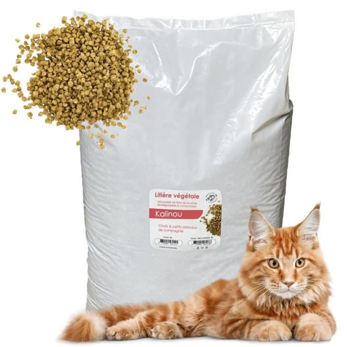 Litière Végétale Chat Lapin 30 litres - 100% Naturelle, Absorbante, Elimine Les Odeurs, sans additifs ni arômes - Kalinou (Litiè...