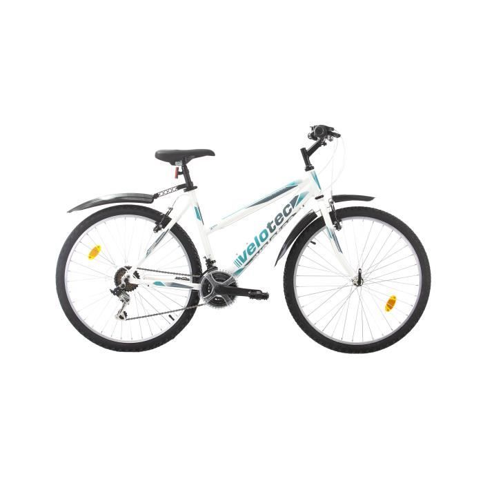 VTT - VELOTEC - 6ST SENSE - Femme - 18 vitesses - Blanc/Bleu