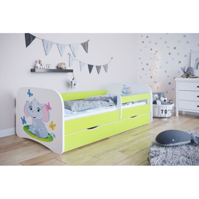 Lit enfant éléphant vert sans tiroir sans matelas 160/80 - Kocot Kids Lit enfant éléphant vert sans tiroir sans matelas 160/80 - Kocot Kids