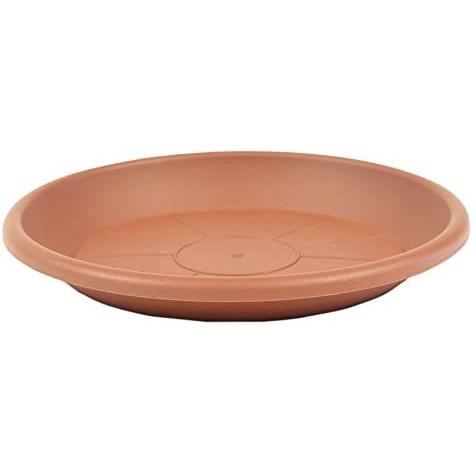 Soucoupe Pour Pot De Fleur Rond 39 Cm - Plastique Résistant Gel/UV, Couleur Terre Cuite