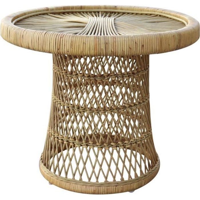 table d'appoint rotin naturel chillvert parma 60x50 cm rond